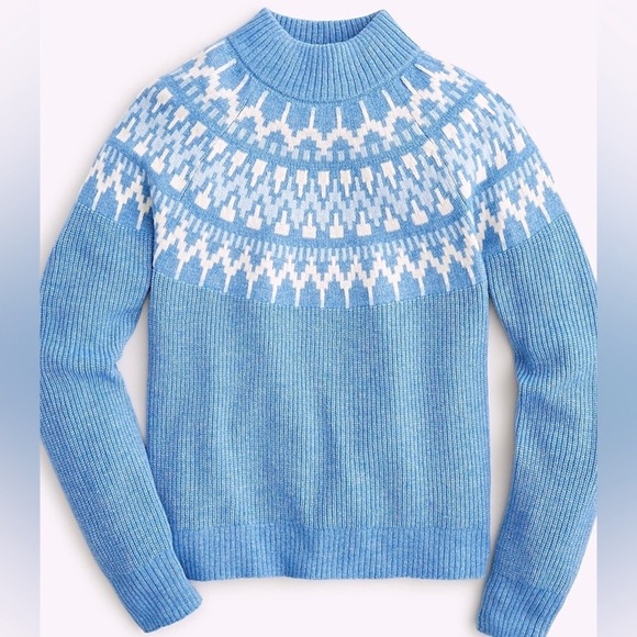 J. Crew Lambswool Fair Isle Mock Turtleneck Pullover Sweater Size XSmall New - Picture 3 of 13